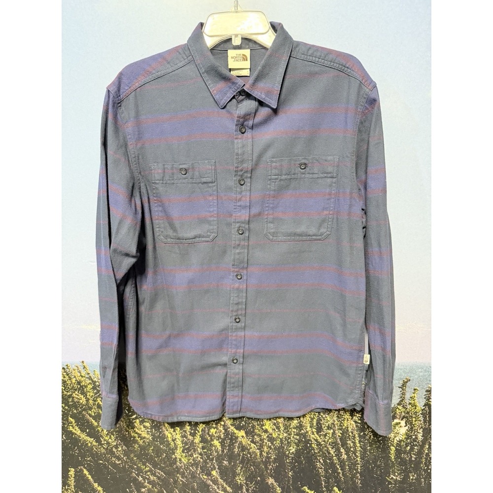 The North Face Long Sleeve Flannel Shirt Men L Black Purple